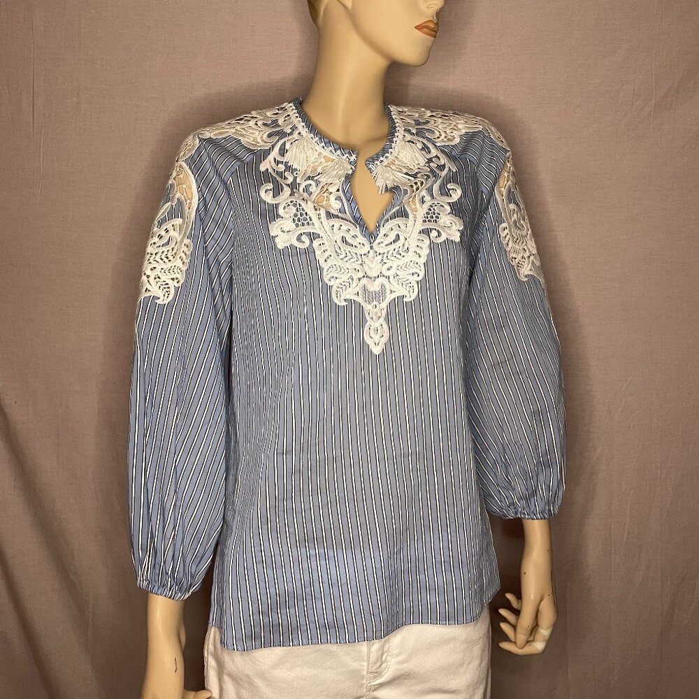 NWT Kobi Halperin Hadley Blouse Blue Stripes Size XS